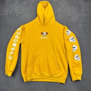 Eighty Eight Yellow‎ Skull Rose Y2k Graphic Print Hoodie Mens Size Small